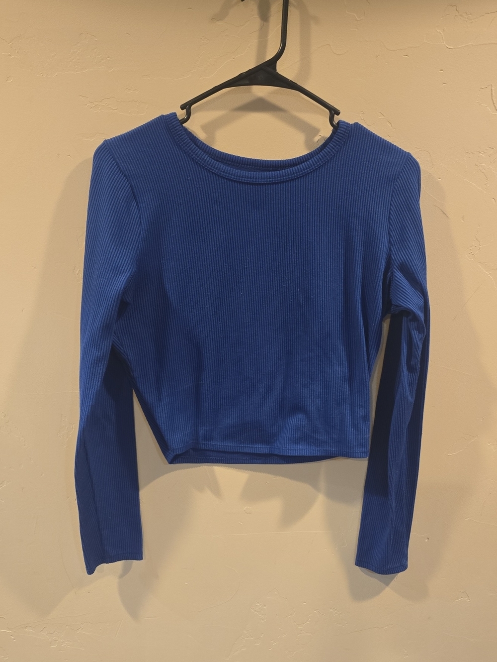 Hollister Ribbed Long-Sleeve Crop Top - Royal Blue